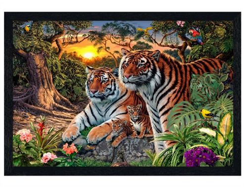 Image of Black Wooden Framed Hidden Tigers Poster