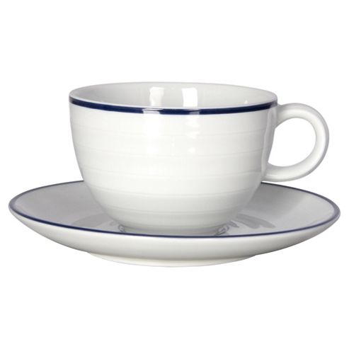 Image of Tesco Porcelain Blue Band Tea Cup And Saucer