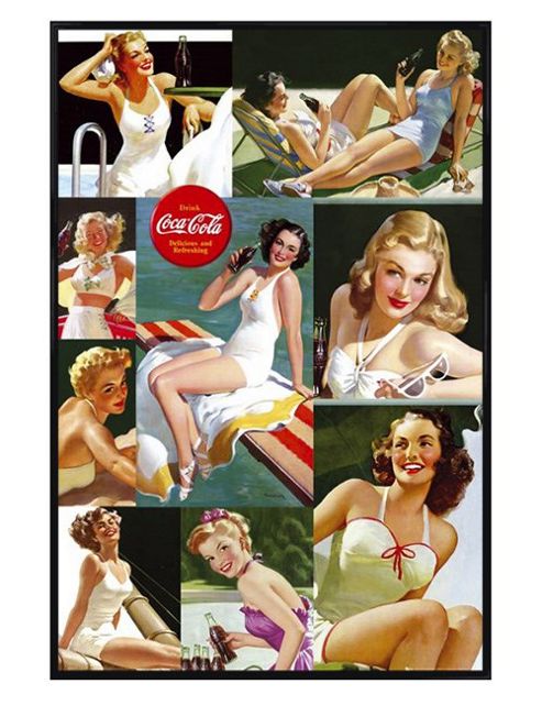 Image of Coca-cola Gloss Black Framed Ice Cold Vintage Glamour Poster