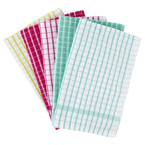 Image of Tesco Bright Terry Tea Towels 5 Pack