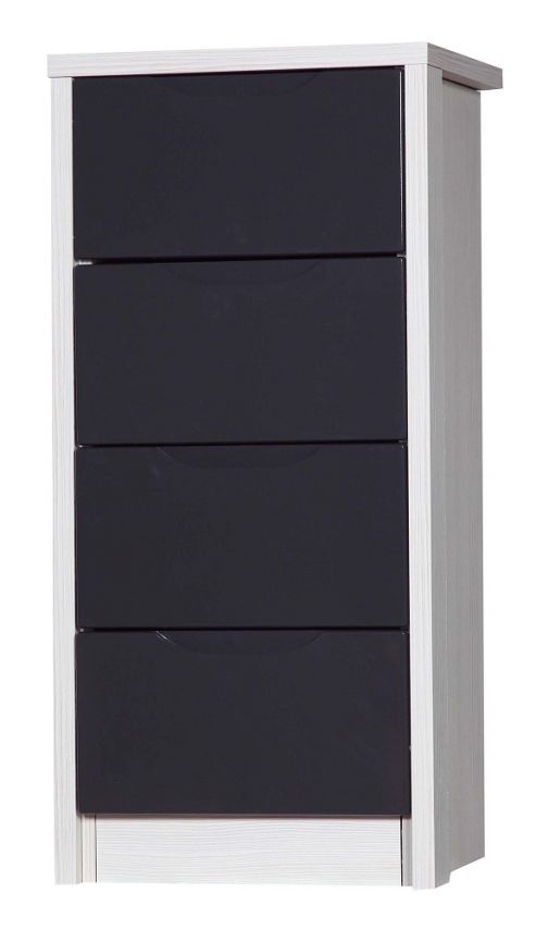 Image of Alto Furniture Avola 4 Drawer Tall Boy Chest - White Avola Carcass With Grey Gloss