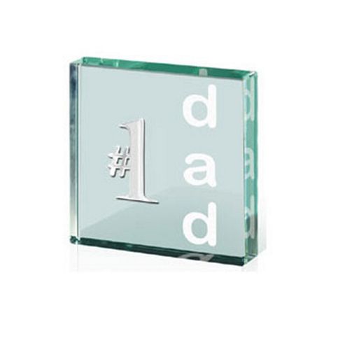 Image of Number One Dad Glass And Pewter Keepsake