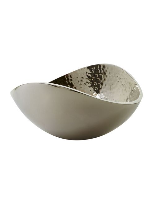 Image of Small Beaten Metal Oval Bowl