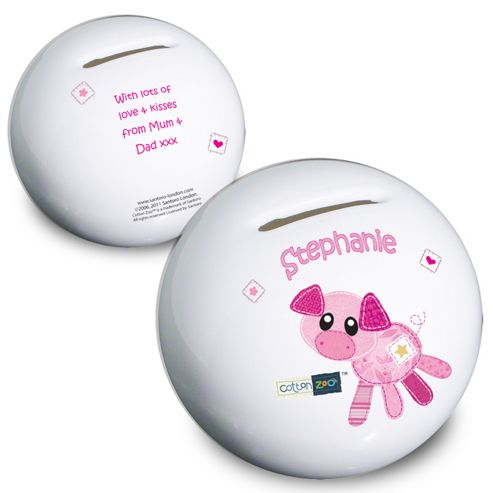 Image of Personalised Cotton Zoo Organza The Piglet Money Box
