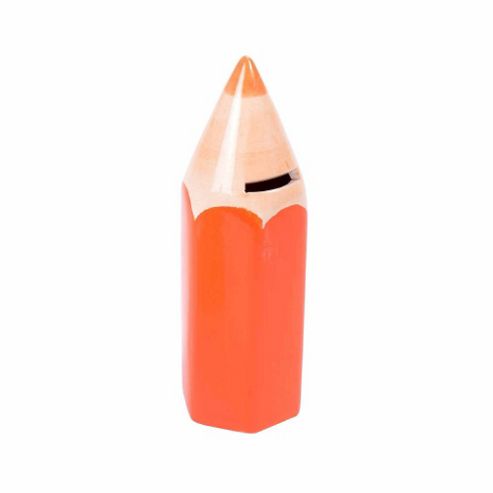 Image of Orange Coloured Pencil Crayon Ceramic Money Box
