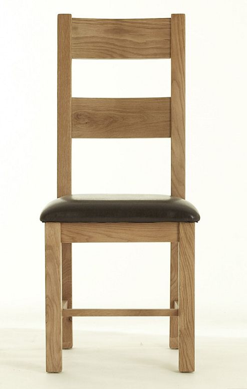 Image of Thorndon Block Dining Chair With Padded Seat In Natural Matured Oak
