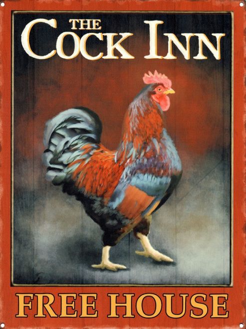 Image of Free House The Cock Inn Tin Sign