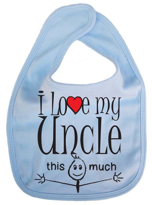 Image of Dirty Fingers, I Love My Uncle This Much, Baby Feeding Bib, Pale Blue