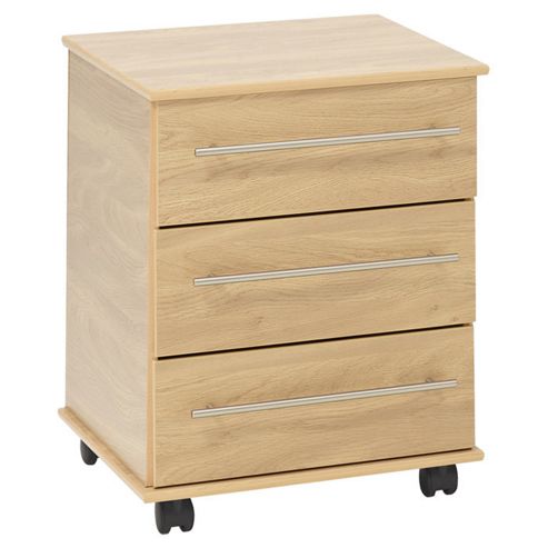 Image of Ideal Furniture New York 3 Drawer Bedside Table - Oak