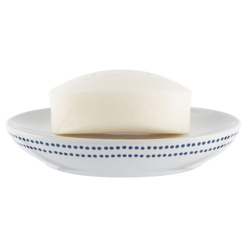 Image of Tesco White & Navy Dot Soap Dish