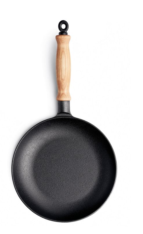 Image of Gense Frying Pan With Wooden Handle And Round Rim - 25cm