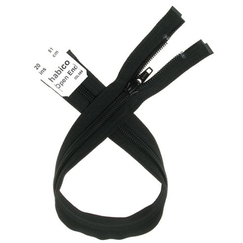 Image of Open End Zip - 51cm - Black
