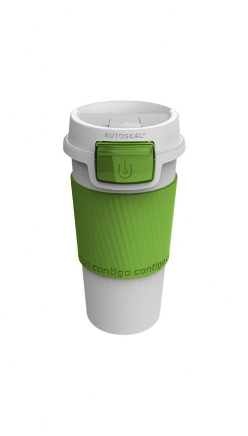 Image of Premier Housewares Contigo Morgan 9cm Thermo Plastic Autoseal Mug - White And Citron