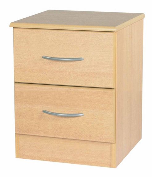 Image of Welcome Furniture Avon 2 Drawer Bedside Chest With Locker - Beech