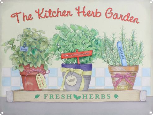 Image of The Kitchen Herb Garden Tin Sign