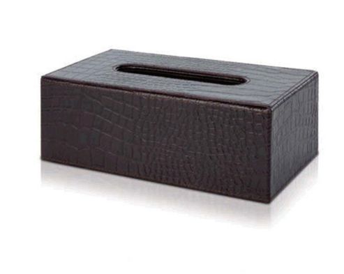 Image of M?ve Croco Grained Tissue Box In Brown (set Of 2)