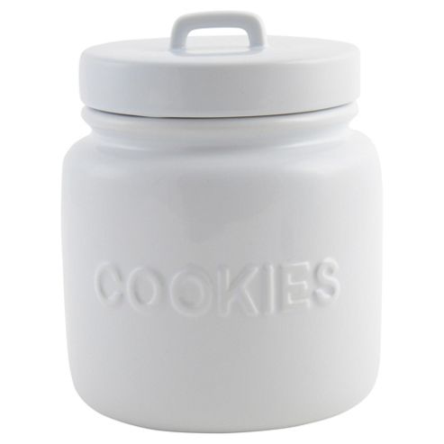 Image of Stoneware Cookie Jar, White