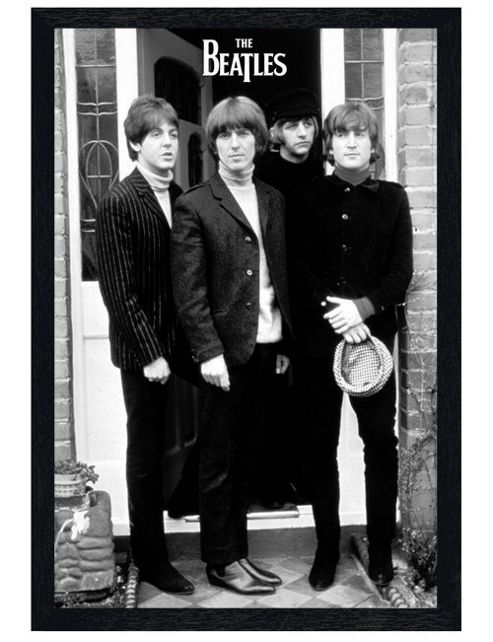 Image of The Beatles Black Wooden Framed Cavern Club Heroes Poster