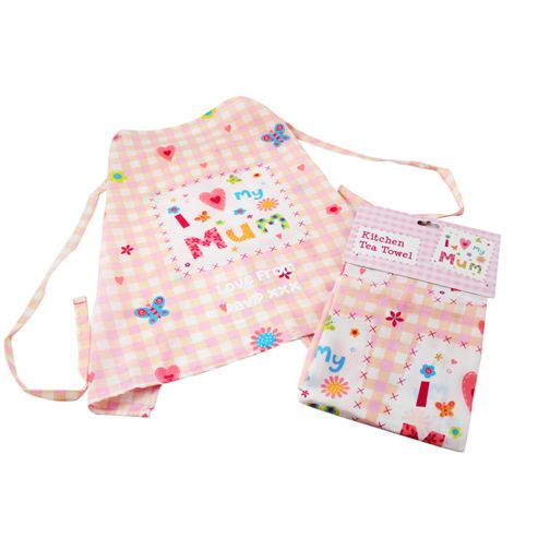 Image of Personalised Love My Mum Apron And Tea Towel