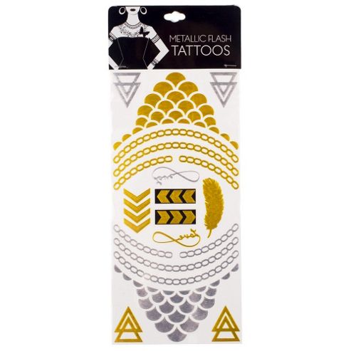 Image of Gold Silver Black Temporary Metallic Tattoo Flash Tattoos Flash - Style 4993