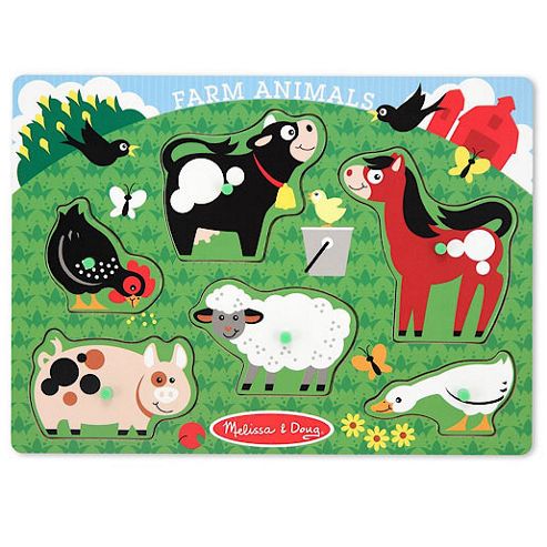 Image of Melissa & Doug Farm Animals Peg Puzzle