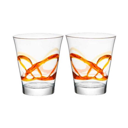 Image of Bormioli Rocco Ceralacca Tumblers Glasses - 385ml - 13oz - Orange - Set Of 2