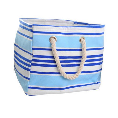 Image of Canvas Soft Storage Medium Rectangle - Blue Stripe