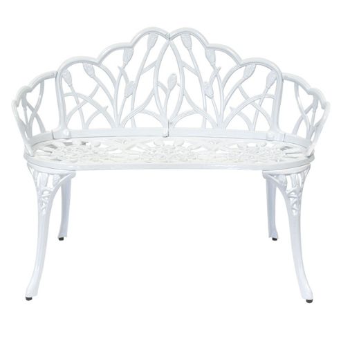 Image of Bentley Garden Cast Aluminium Tulip White Bench