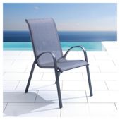 Seville Metal Textilene Stacking Chair  Charcoal