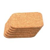 T&G 15040 Cork Coasters Sq 100Mm X6