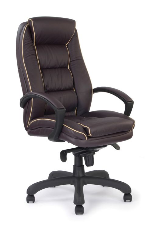 Image of Stc Chester Chair With Contrast Piping - Black Leather