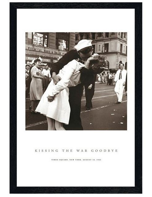 Image of Kissing The War Goodbye Black Wooden Framed Happy To Be Home Poster