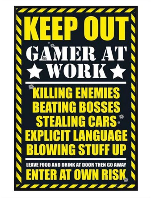 Image of Gloss Black Framed Keep Out Gamer At Work Poster