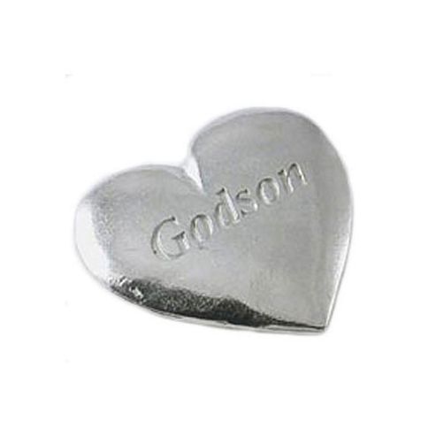 Image of Godson Pewter Heart Christening Keepsake