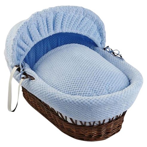 Image of Clair De Lune Honeycomb Dark Wicker Moses Basket, Blue