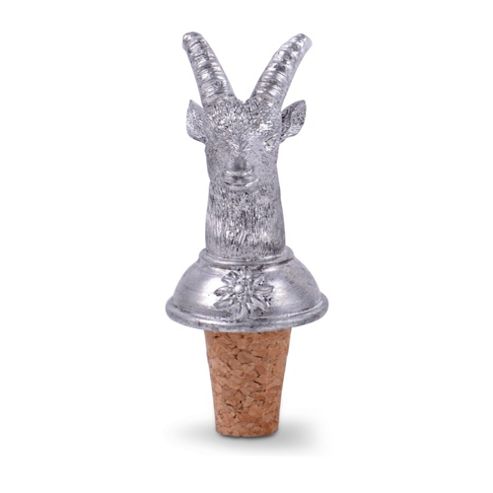 Image of Silver Coloured Ram's Head Cork Bottle Stopper