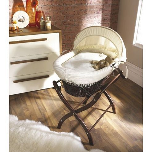 Image of Izziwotnot Cream Gift Wicker Moses Basket - Dark