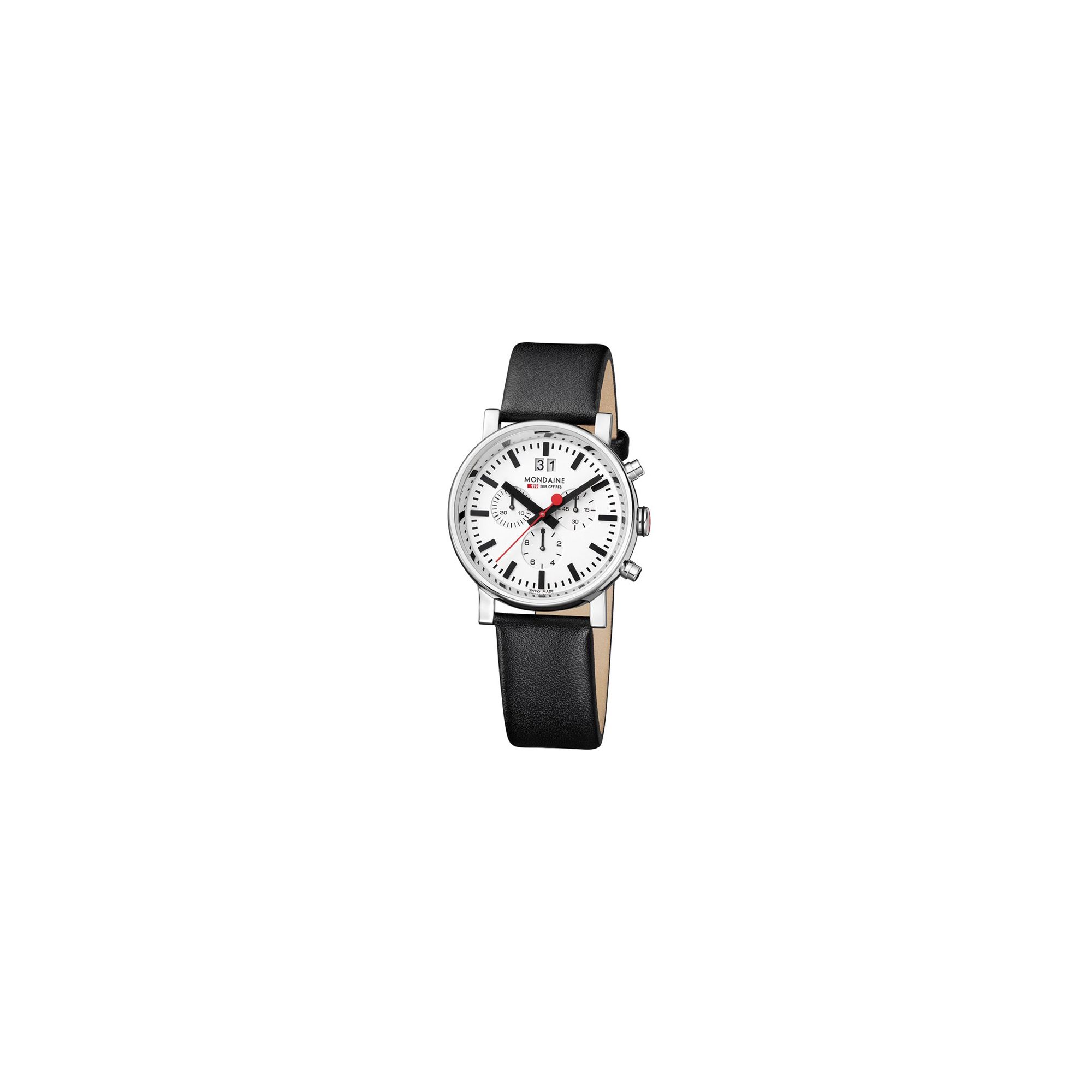Mondaine Gents Black Leather Strap Watch A6903030411SBB at Tesco Direct