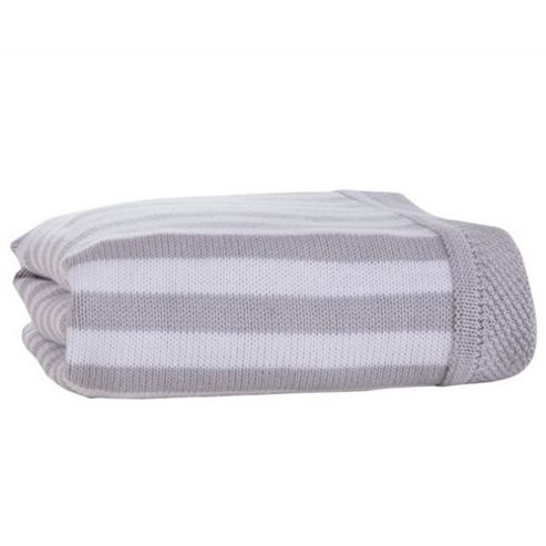 Image of Clair De Lune Candy Stripe Knitted Blanket (grey)