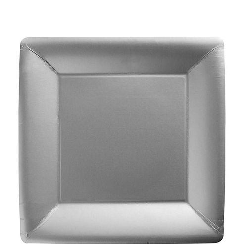 Image of Silver Square Plates - 17.7cm Paper Party Plates, Pack Of 20
