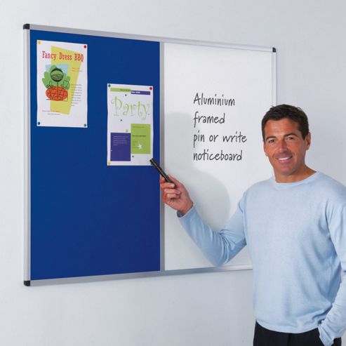 Image of Metroplan Aluminium Framed Dual Felt/drywipe Board - Blue - 60 Cm H X 90 Cm W