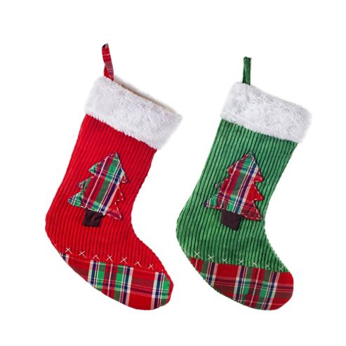 Image of Set Of Two Red & Green Fabric Christmas Stockings