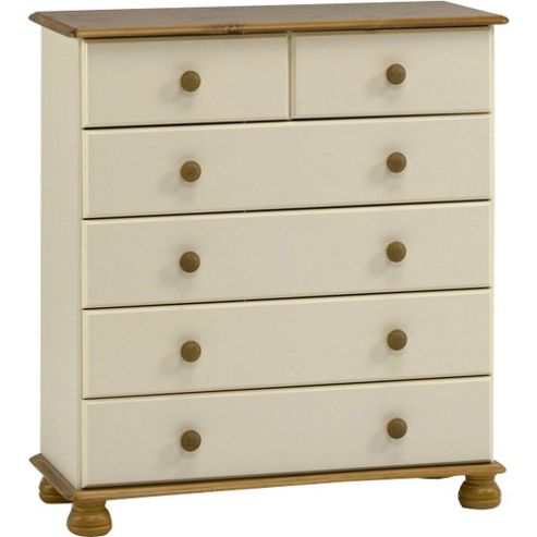 Image of Picadilly - Solid Wood 6 Drawer Storage Chest - Cream / Pine