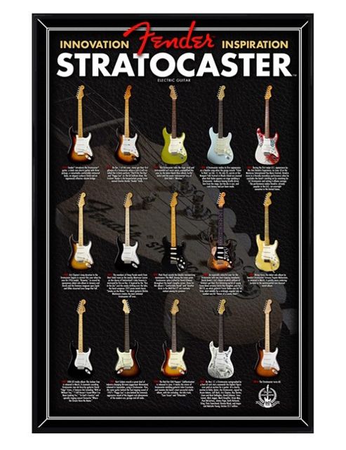 Image of Gloss Black Framed Fender Stratocaster Evolution Poster
