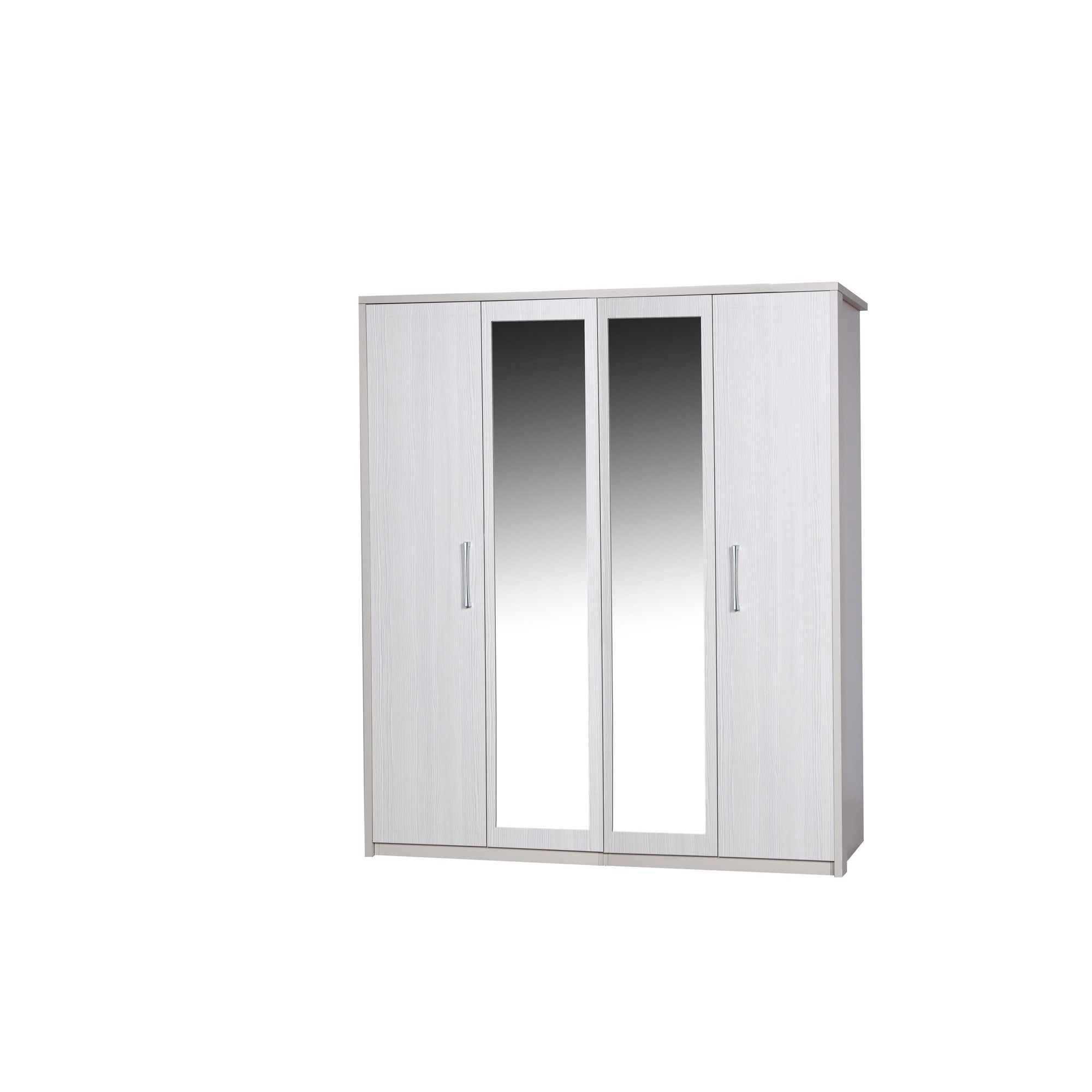 Alto Furniture Avola 4 Door Wardrobe with Mirror - Grey Carcass With White Avola at Tesco Direct