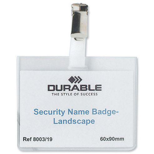 Image of Durable Name Badges Security With Rotating Clip 60x90mm Ref 8003 [pack 25]