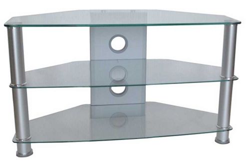 Image of Mmt Jet Clear Glass Universal Tv Stand For Tvs Up To 37 Inch