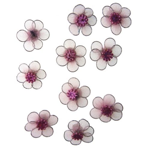 Image of Mesh Flowers Pink 12pcs