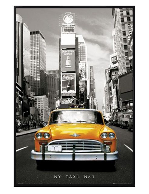 Image of New York, Usa Gloss Black Framed New York Taxi Number 1 Poster
