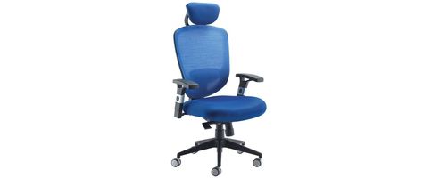 Image of Arista Mesh High Back Task Chair With Headrest Blue Kf72242